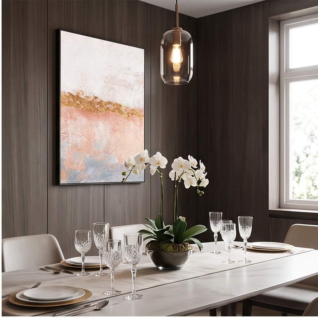 Pink & Gold Abstract Diptych Wall Art #TO825