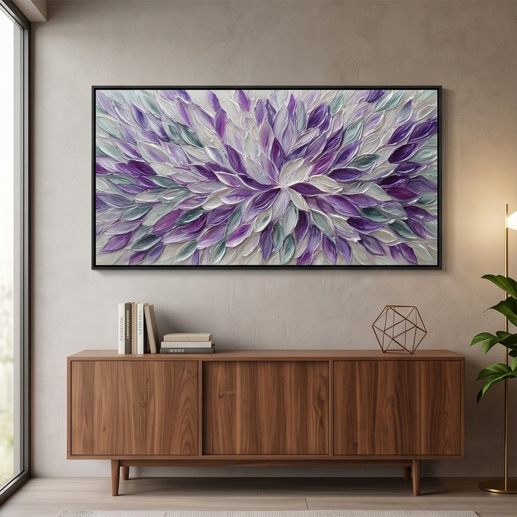 Purple Textured Floral Wall Art #TO131