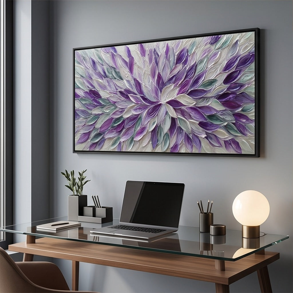 Purple Textured Floral Wall Art #TO131