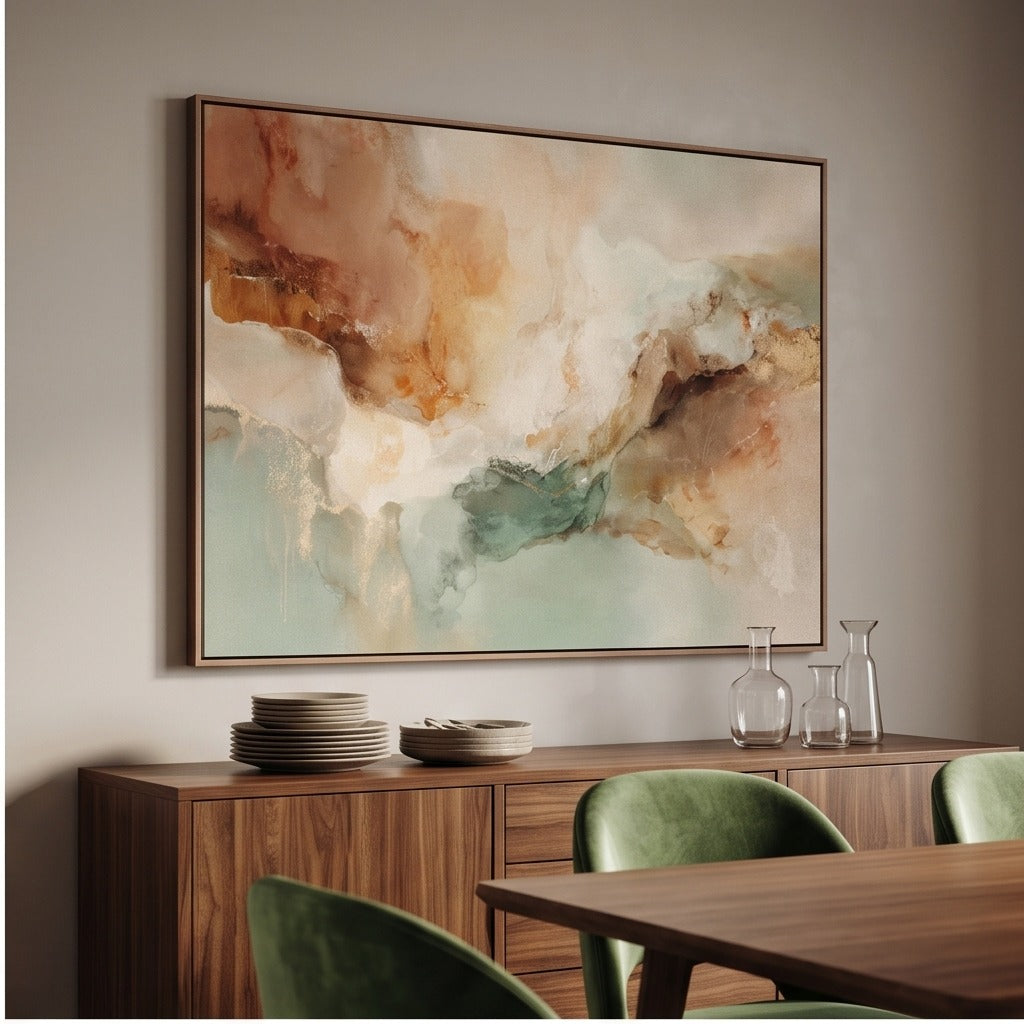 Sage Green Neutral Abstract Wall Art #TO248