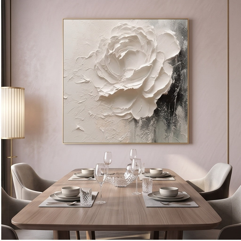 Sculptural White Floral Wall Art #TO830