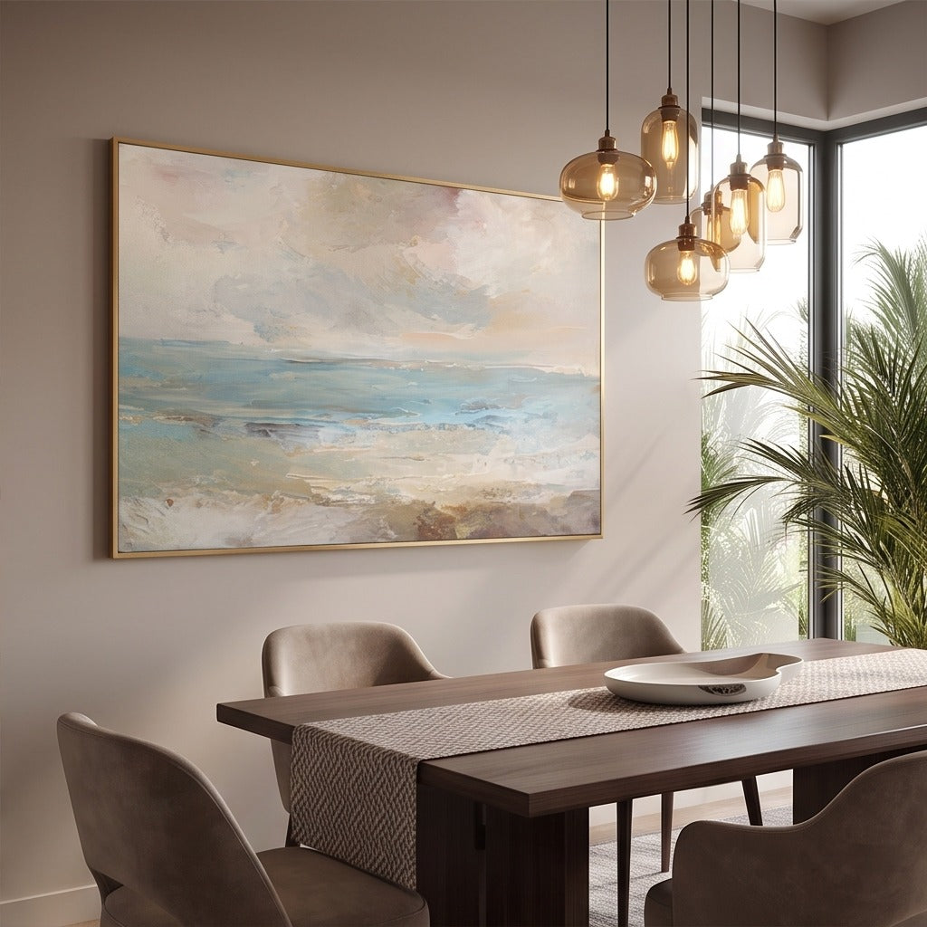 Soft Blue Abstract Seascape Wall Art #TO142