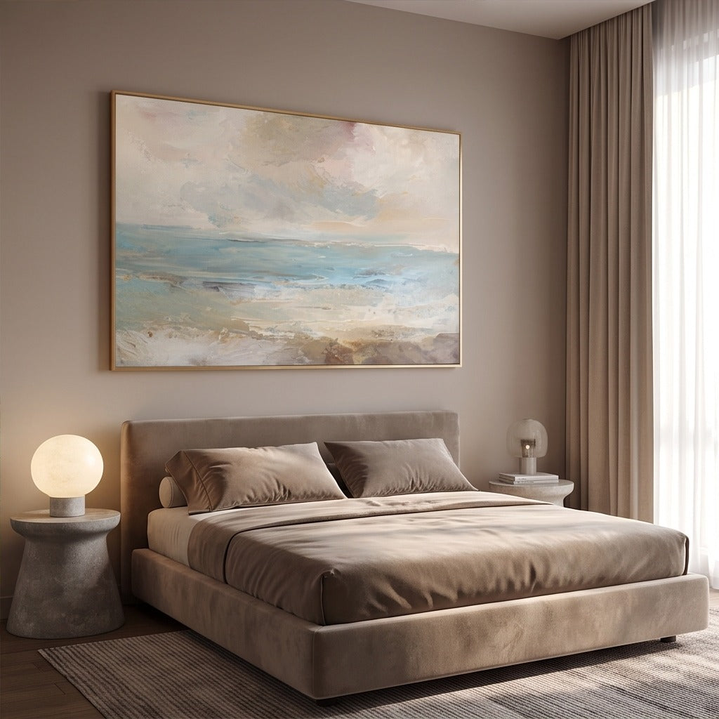 Soft Blue Abstract Seascape Wall Art #TO142