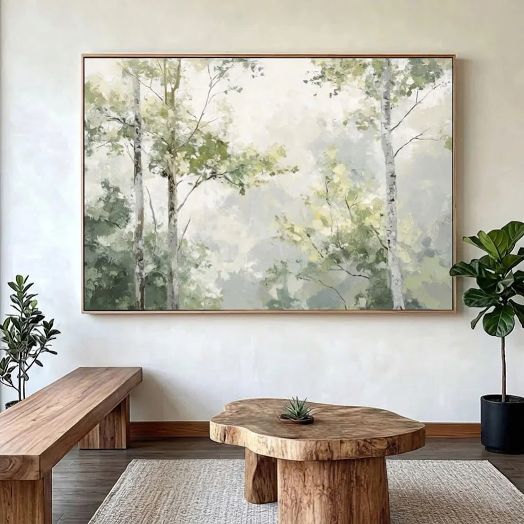 Soft Green Forest Landscape Wall Art #MT425