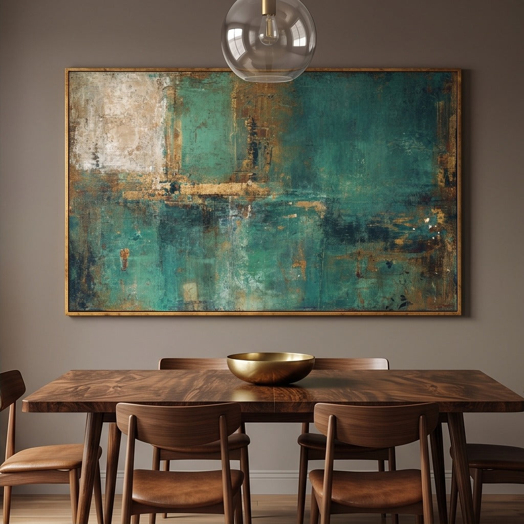 Teal Gold Abstract Wall Art #TO278
