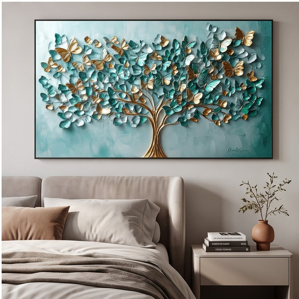 Teal Butterfly Tree Wall Art #TO268
