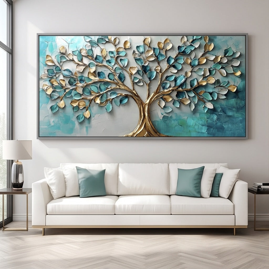 Teal & Gold Tree Wall Art #TO321