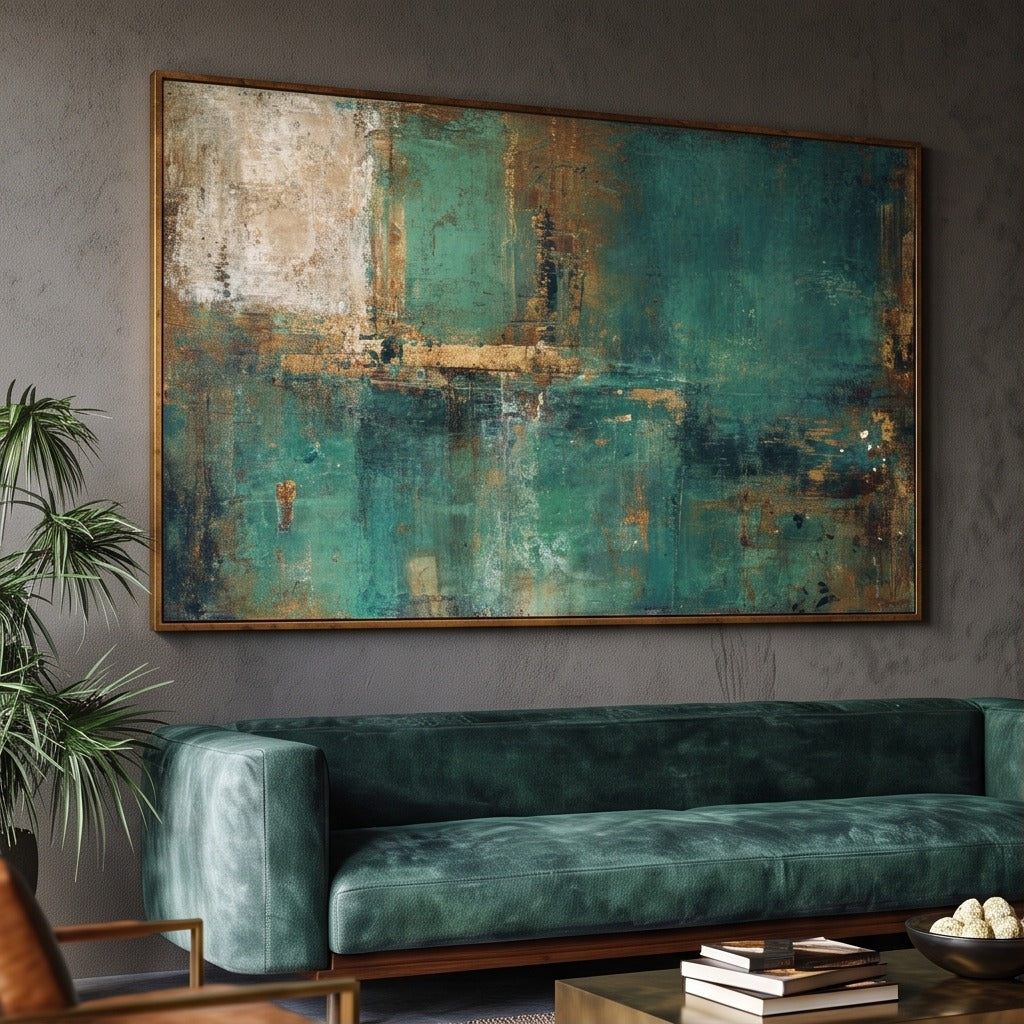 Teal Gold Abstract Wall Art #TO278