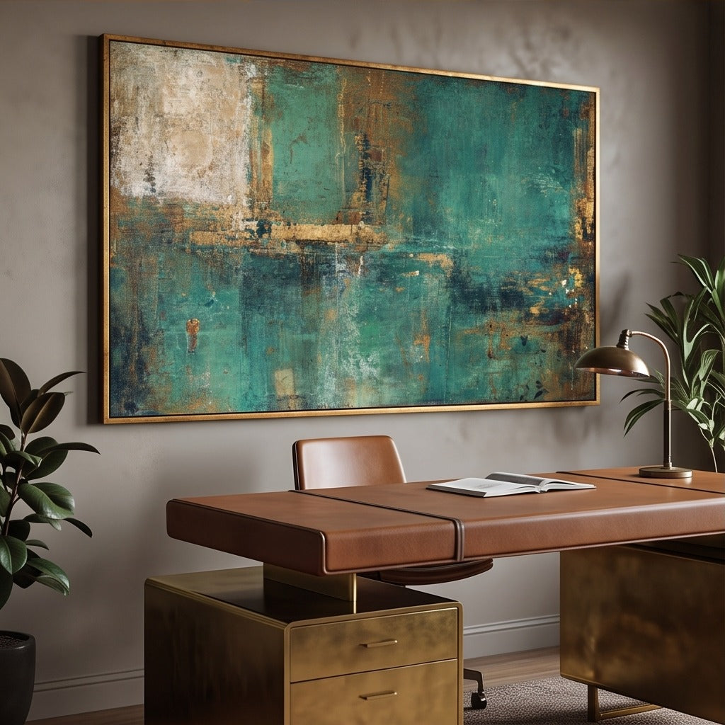 Teal Gold Abstract Wall Art #TO278