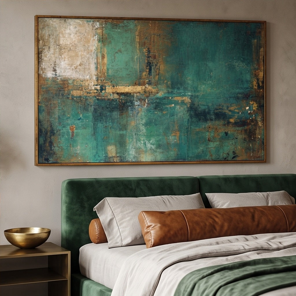 Teal Gold Abstract Wall Art #TO278