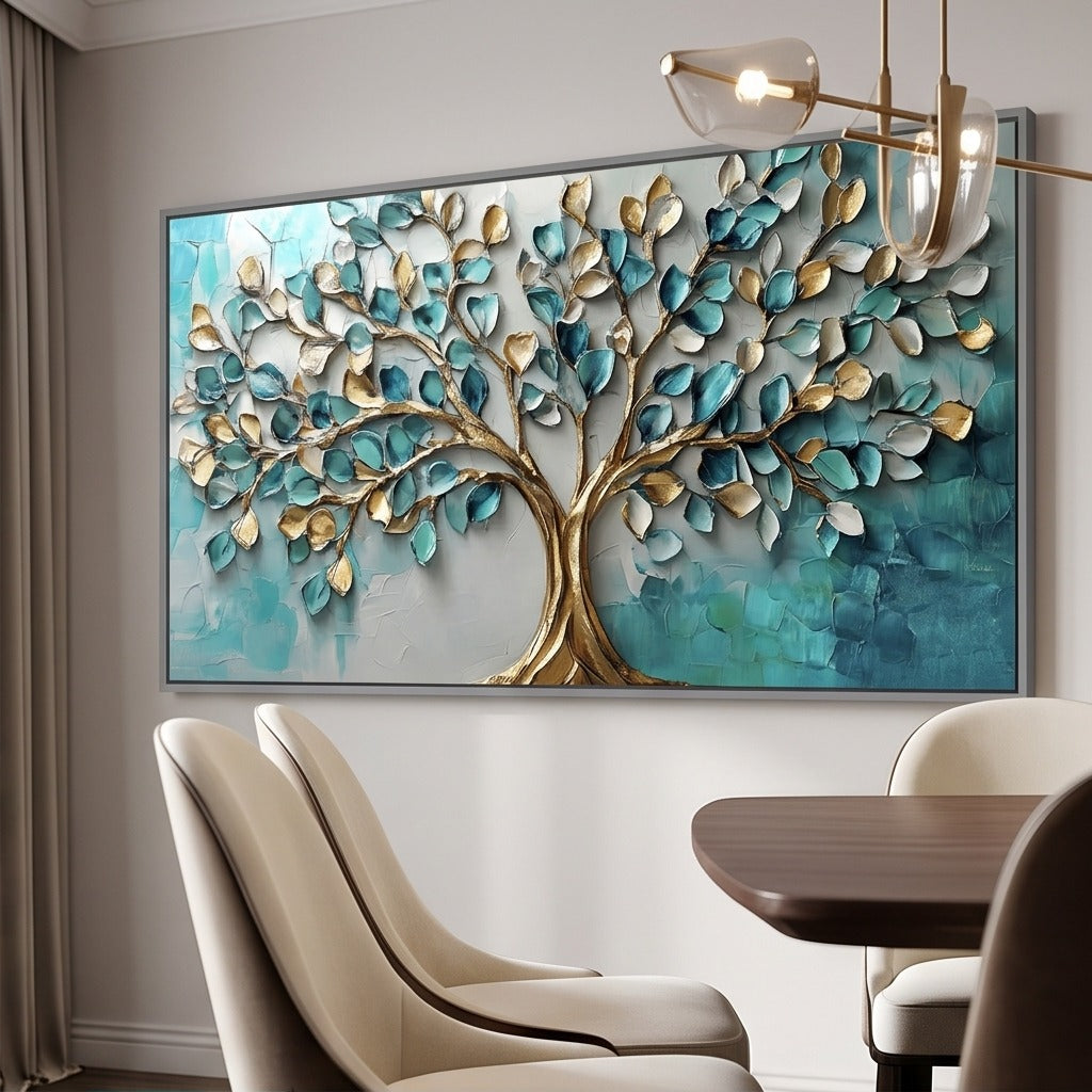 Teal & Gold Tree Wall Art #TO321