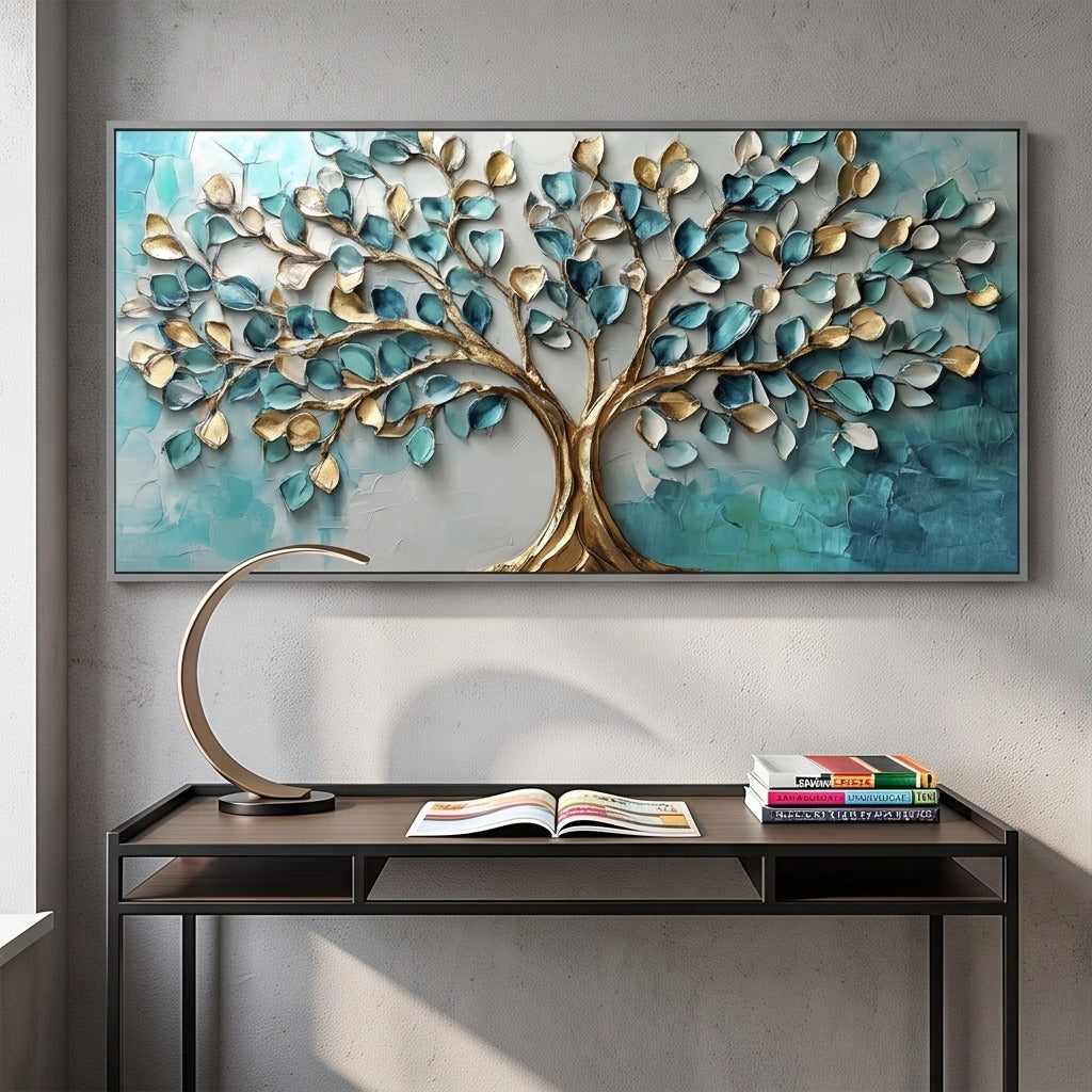 Teal & Gold Tree Wall Art #TO321