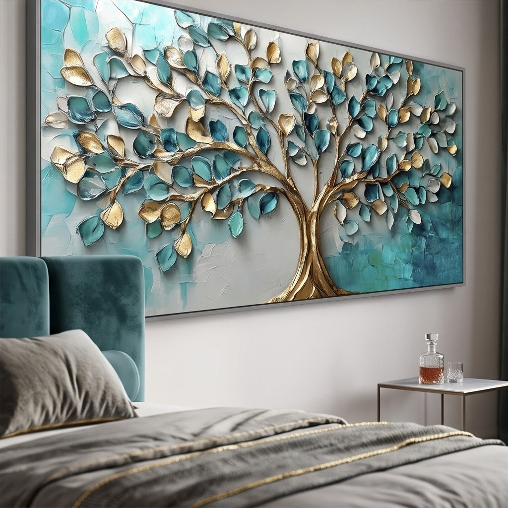 Teal & Gold Tree Wall Art #TO321