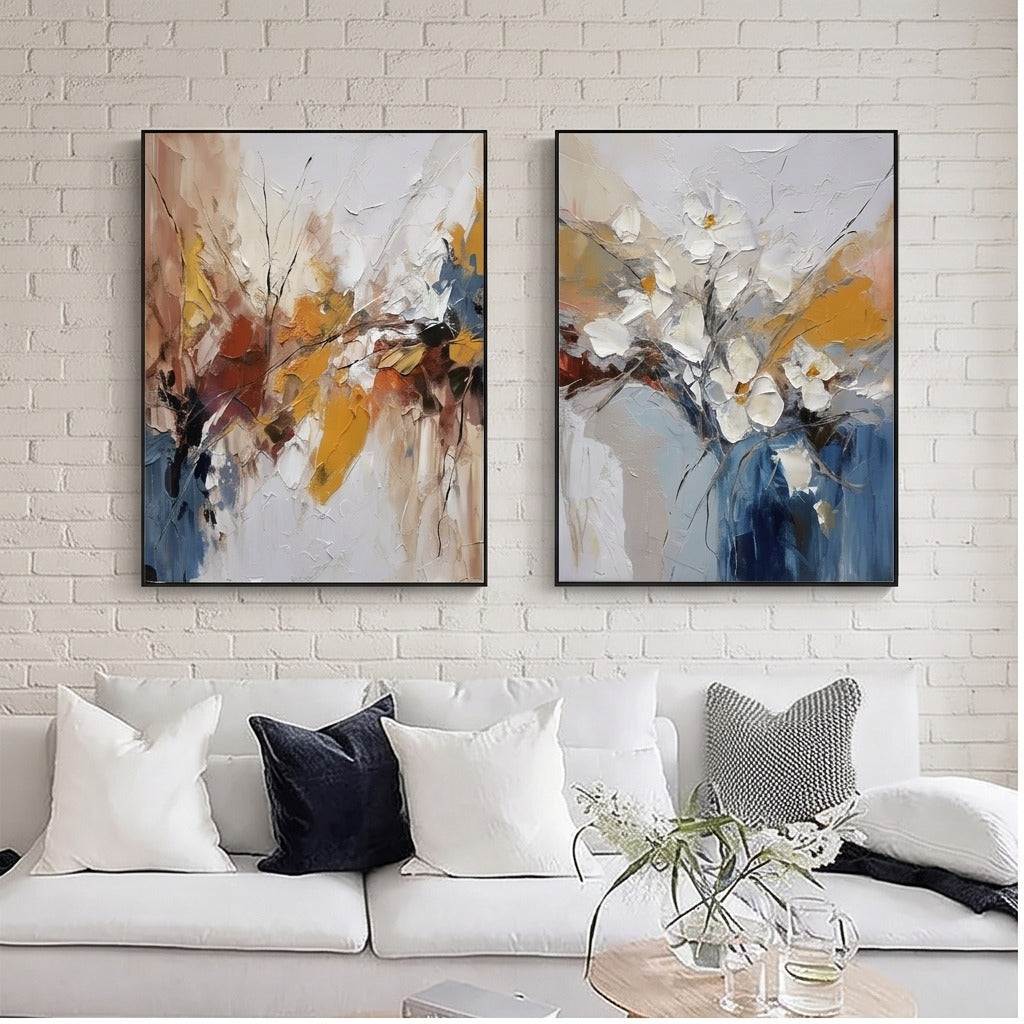 Textured Abstract Floral Wall Art Set #TO115