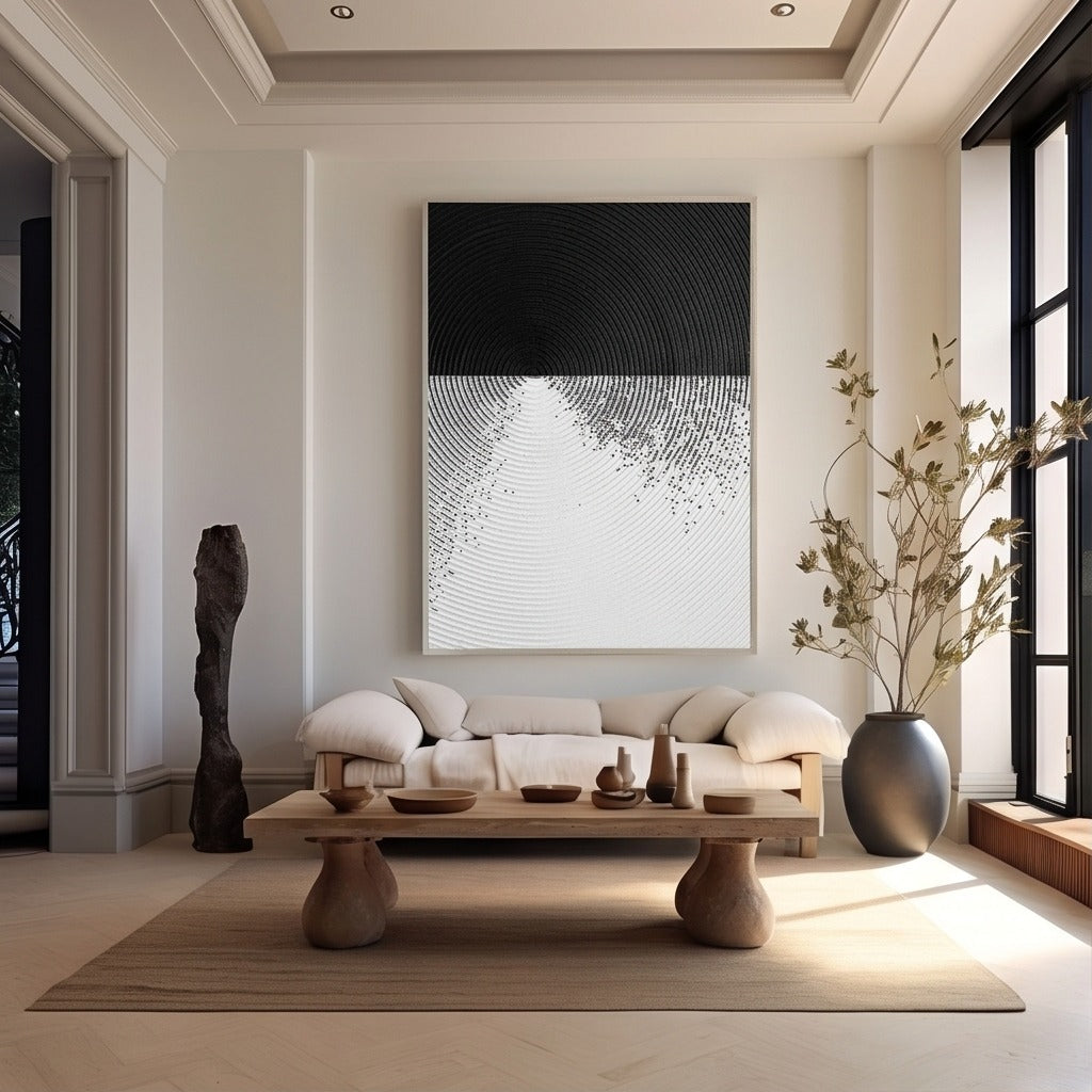 Textured Black & White Abstract Wall Art #TO017