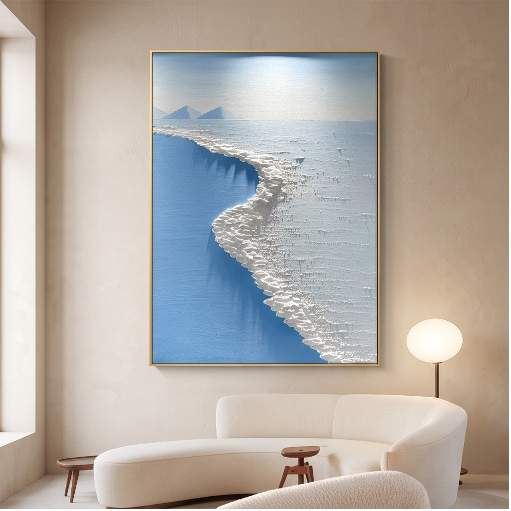 Textured Blue Coastal Landscape Wall Art #TO007