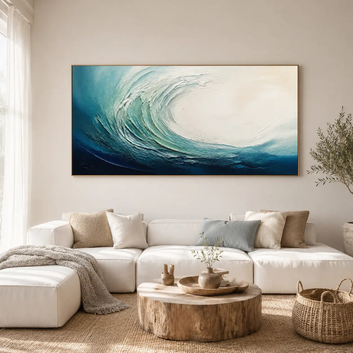 Textured Blue Ocean Wave Wall Art #TO048