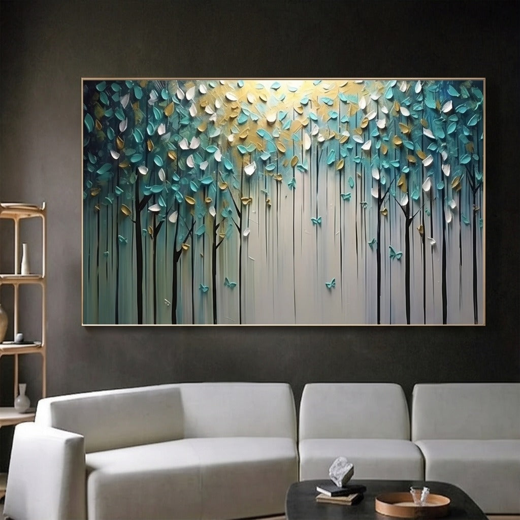 Textured Teal Forest Wall Art #TO250