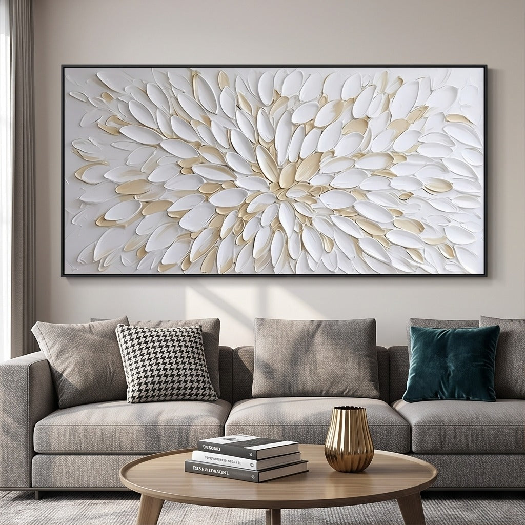 Textured White Floral Wall Art #TO175
