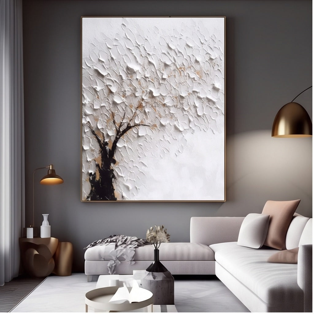 Textured White Tree Wall Art #TO121