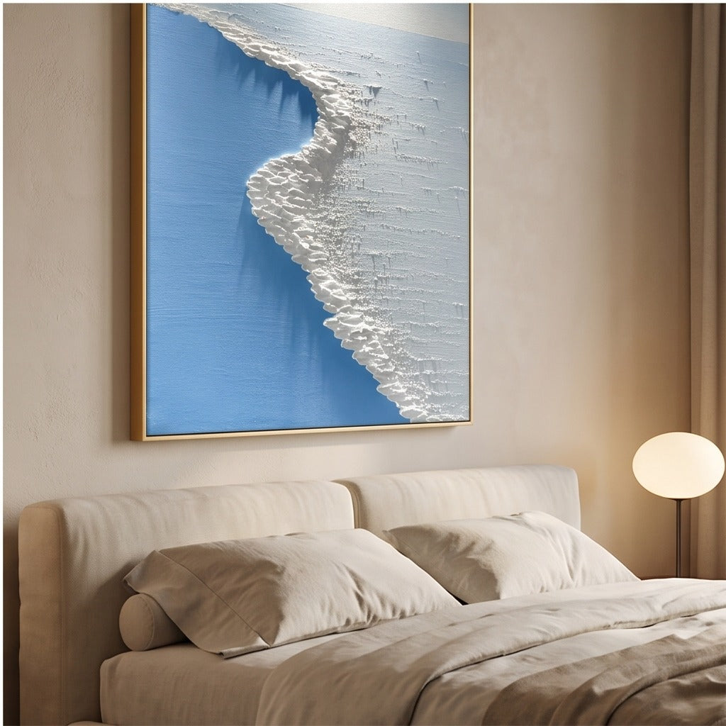 Textured Blue Coastal Landscape Wall Art #TO007