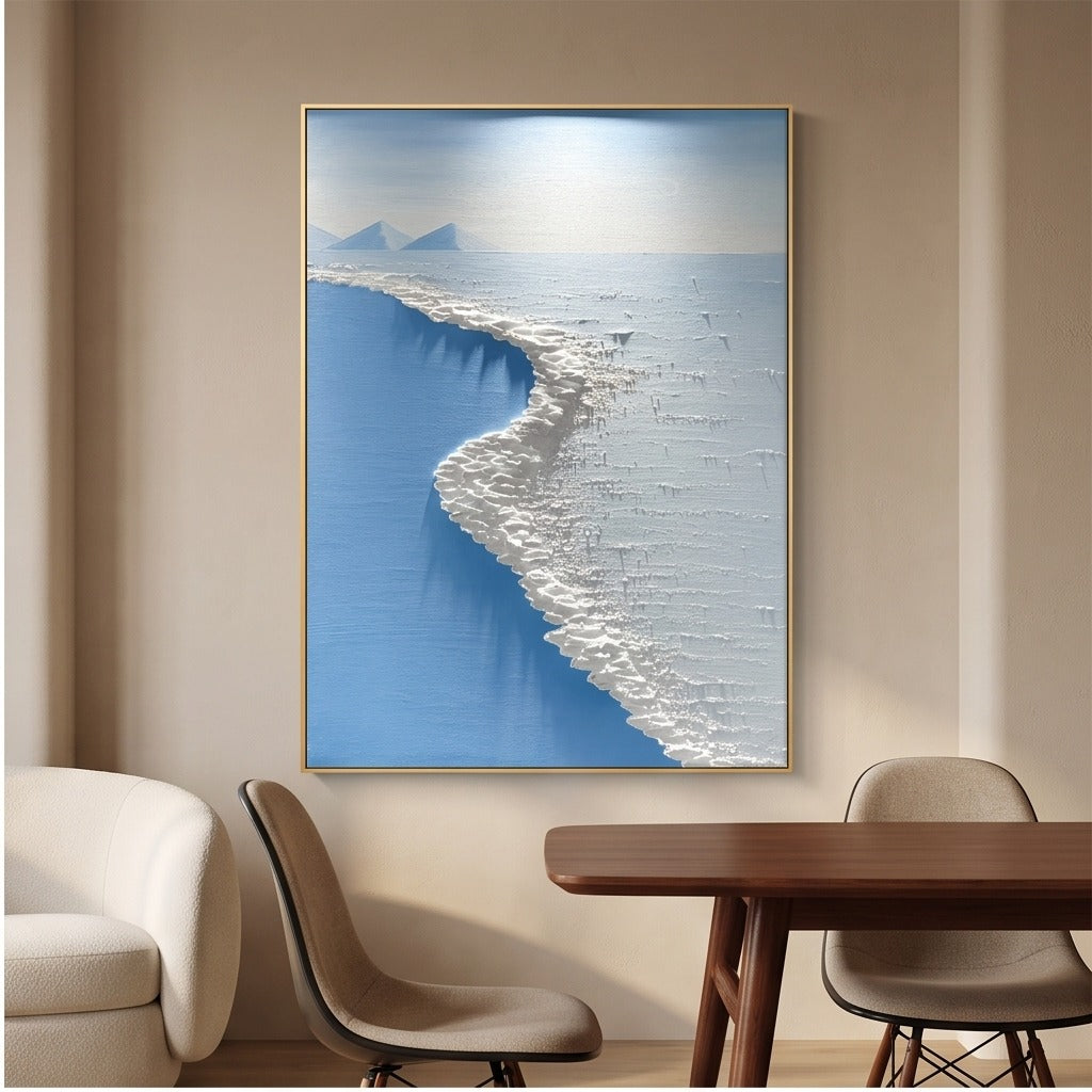 Textured Blue Coastal Landscape Wall Art #TO007