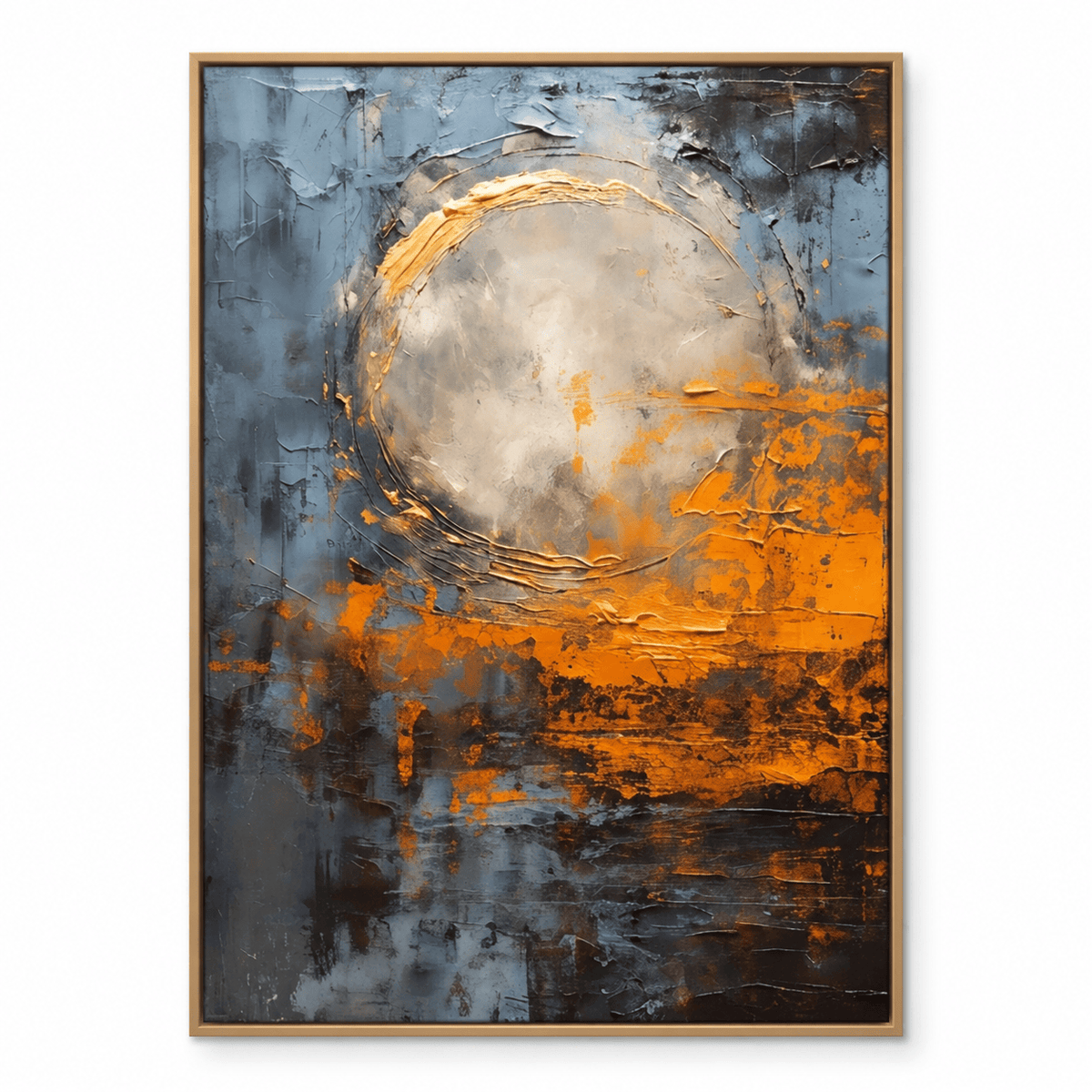 Textured Blue & Gold Abstract Wall Art #TO171