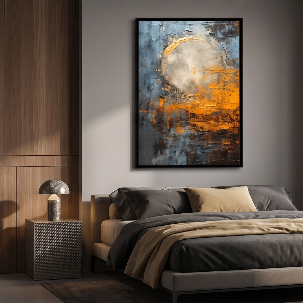Textured Blue & Gold Abstract Wall Art #TO171