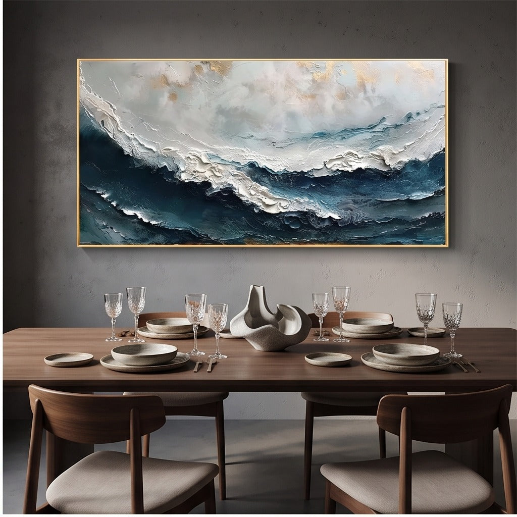 Textured Blue Ocean Wave Wall Art #TO872