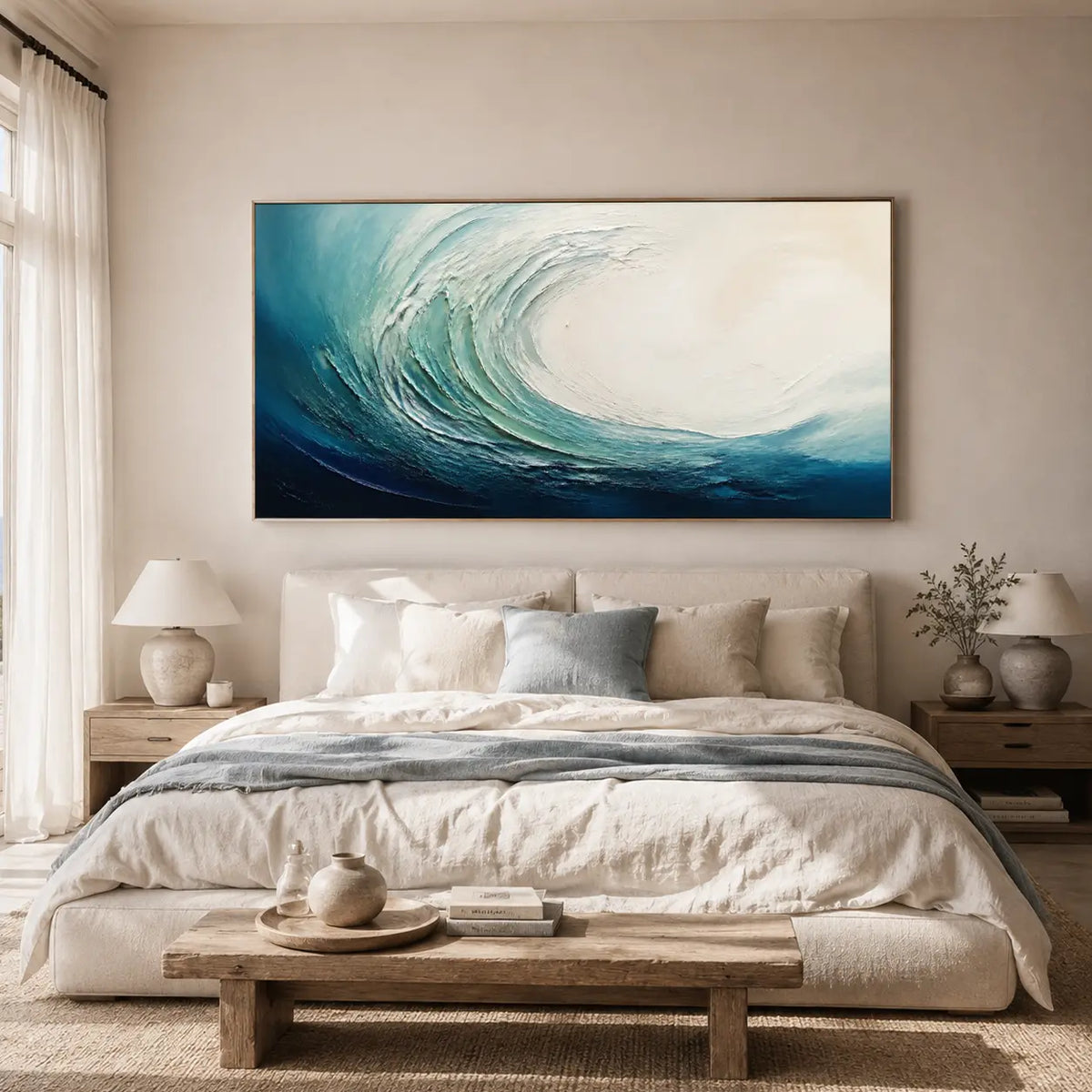 Textured Blue Ocean Wave Wall Art #TO048