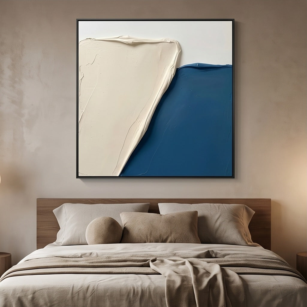 Textured Blue and Cream Abstract Wall Art #TO852