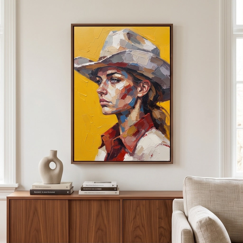 Textured Cowgirl Portrait Wall Art #TO752