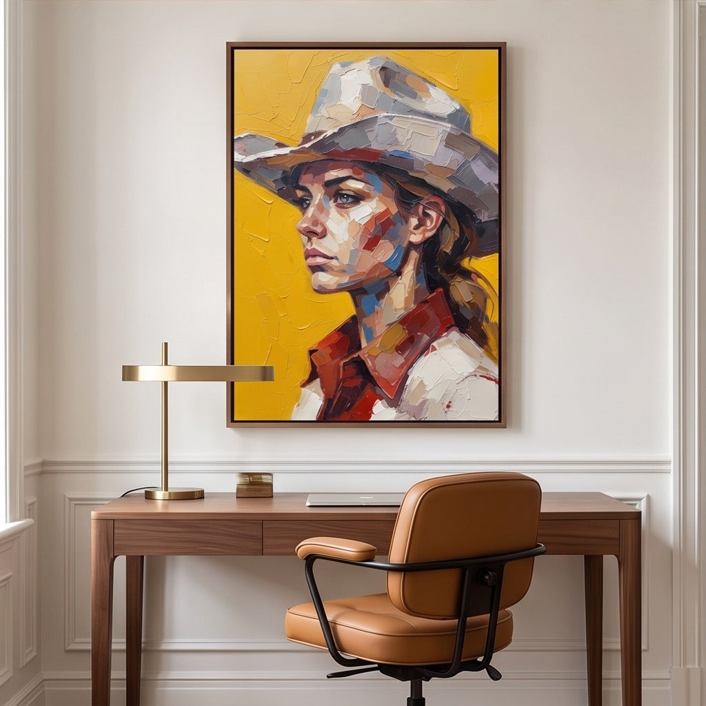 Textured Cowgirl Portrait Wall Art #TO752