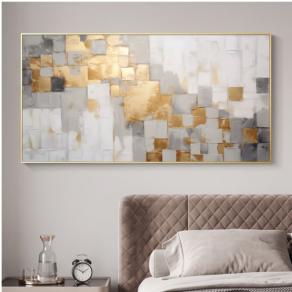 Textured Gold Geometric Abstract Wall Art #TO332