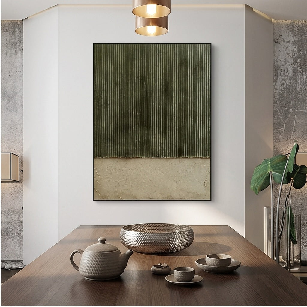 Textured Green Geometric Abstract Wall Art #TO113
