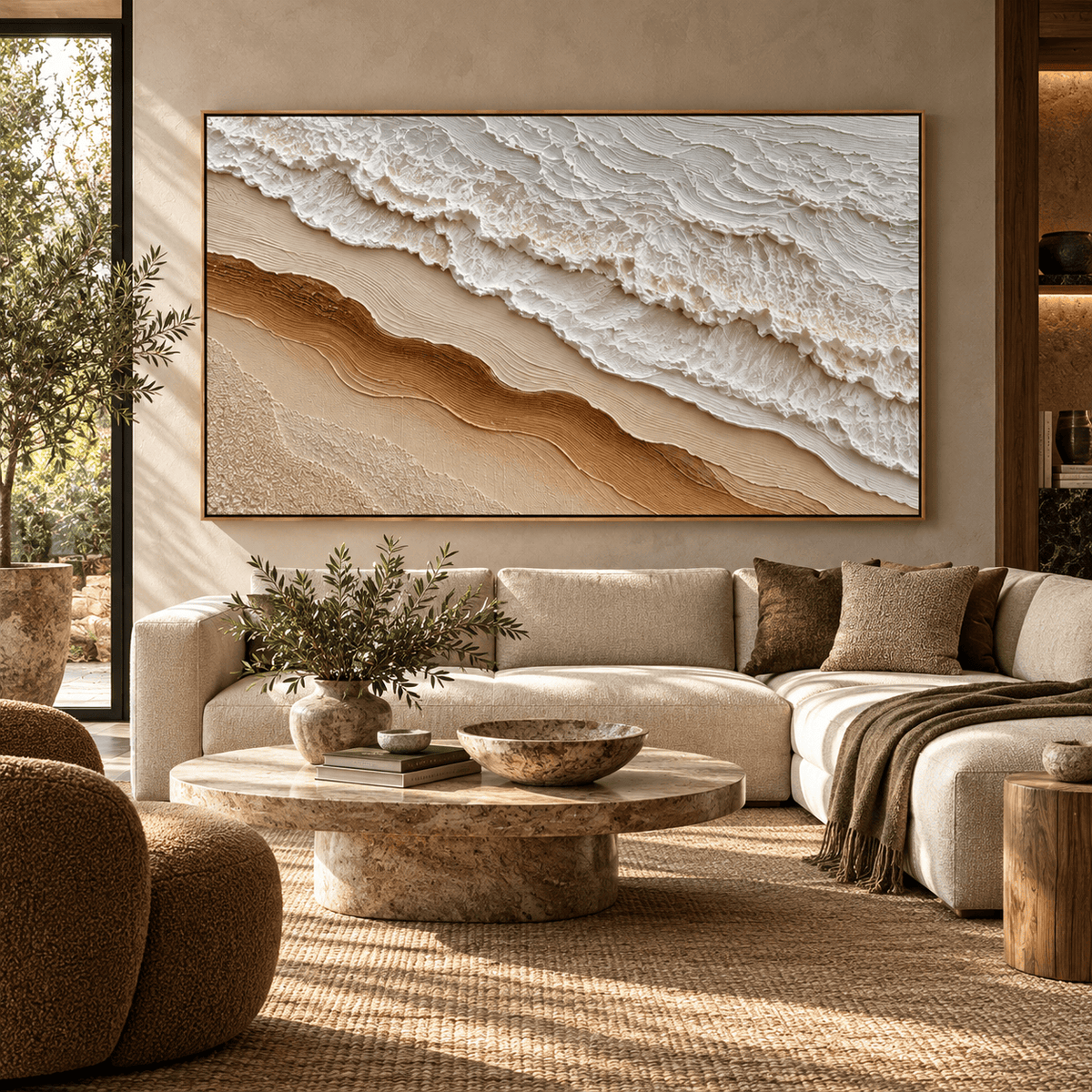 Textured Neutral Ocean Wave Wall Art #TO355