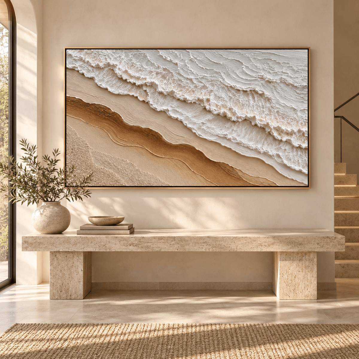 Textured Neutral Ocean Wave Wall Art #TO355