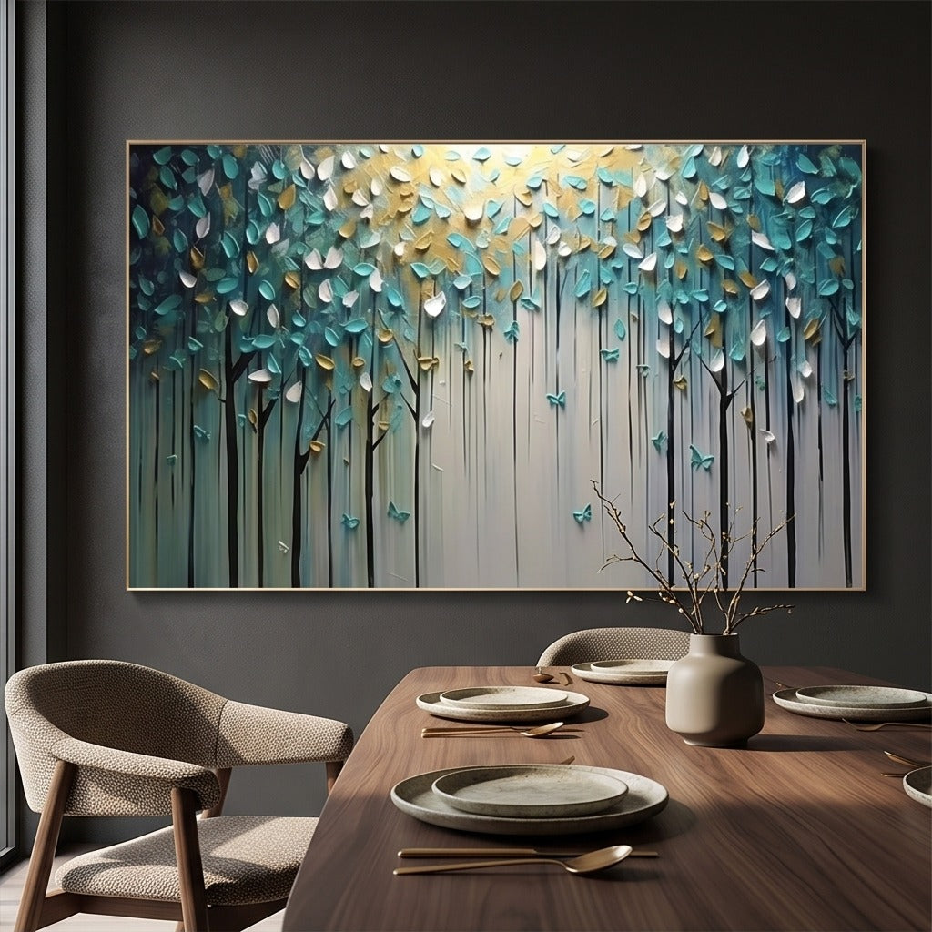 Textured Teal Forest Wall Art #TO250