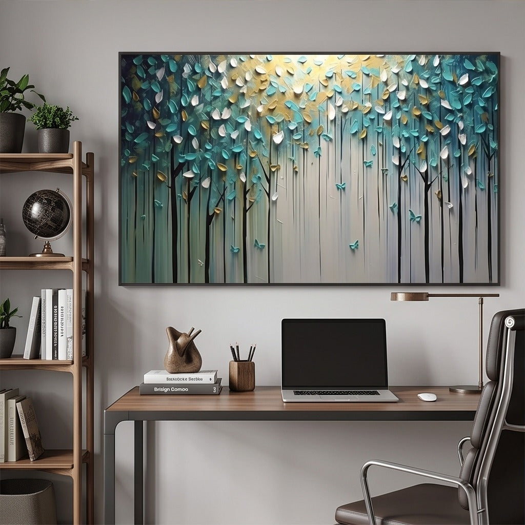Textured Teal Forest Wall Art #TO250