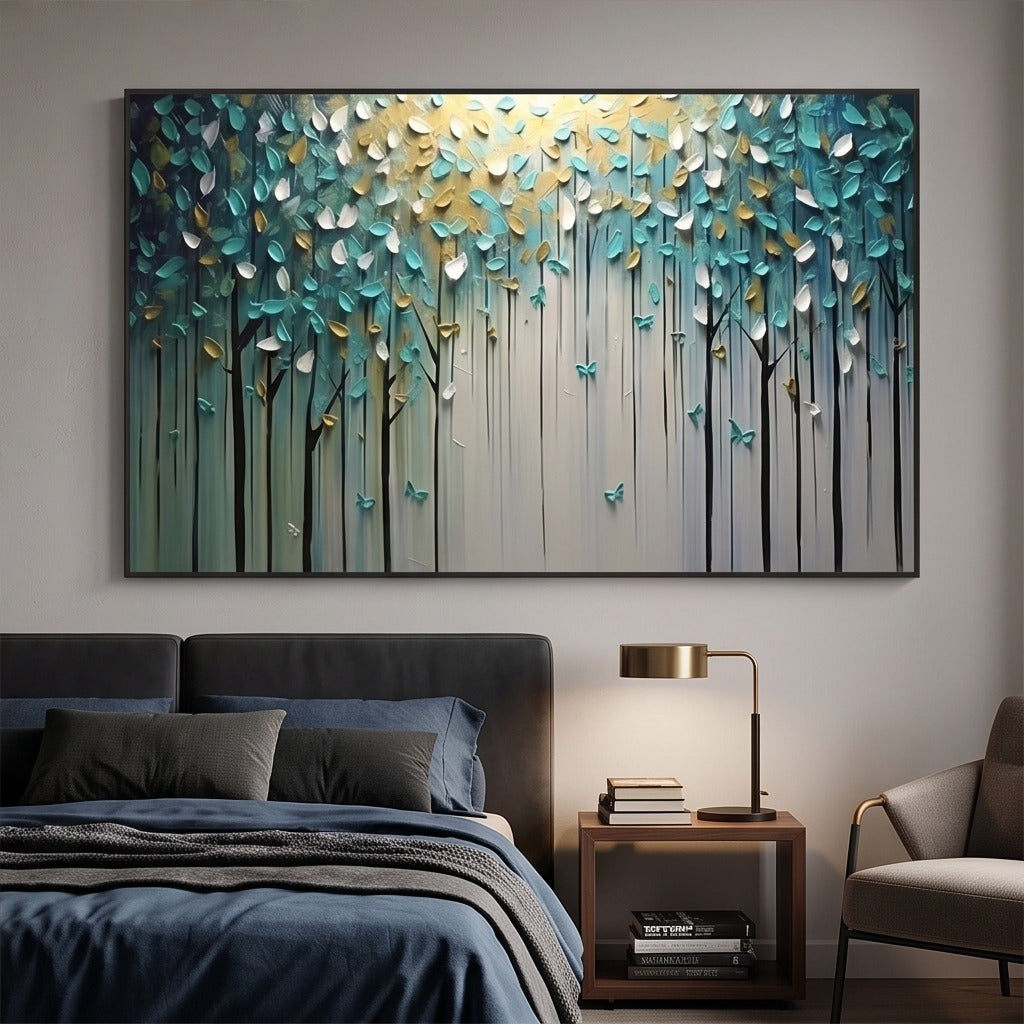 Textured Teal Forest Wall Art #TO250