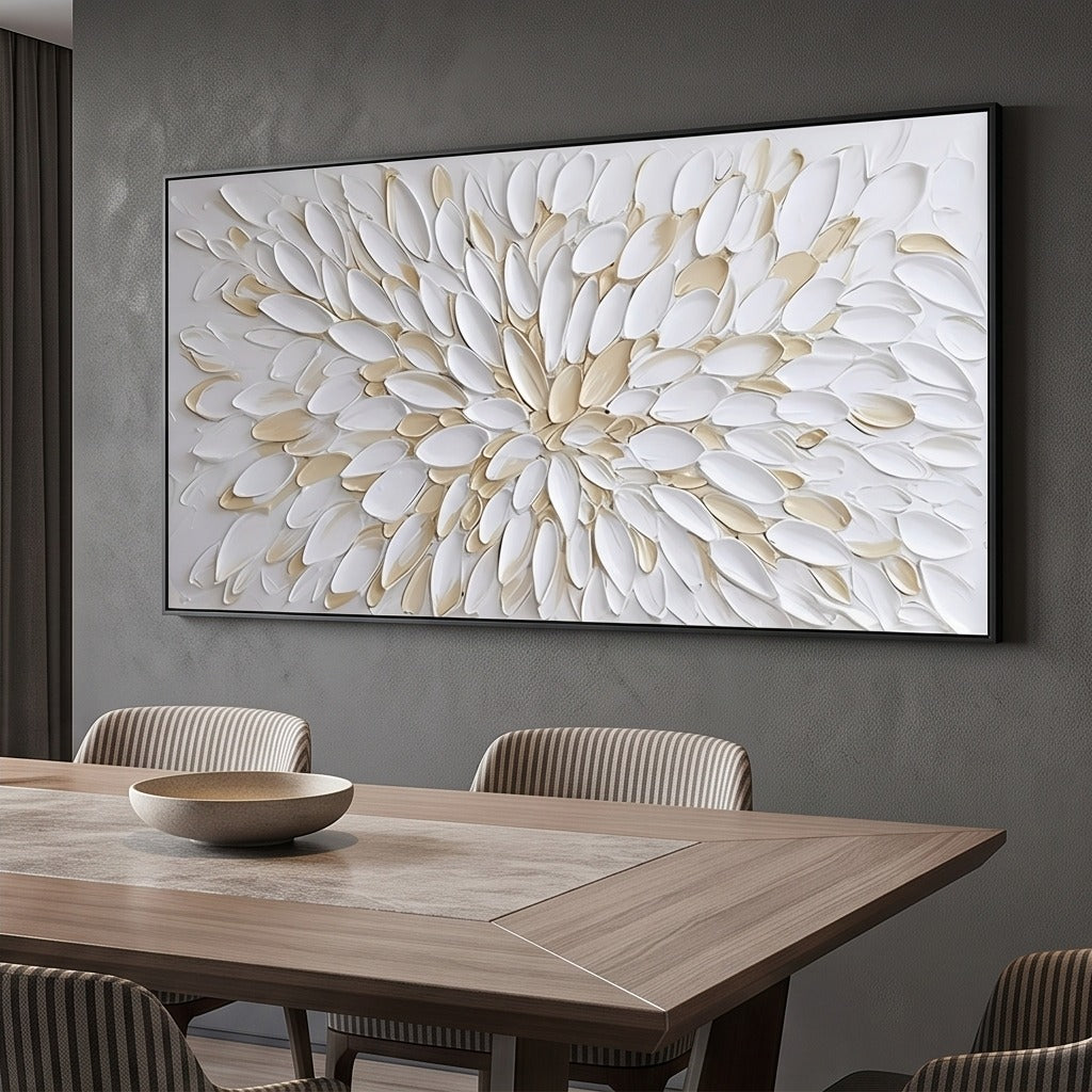 Textured White Floral Wall Art #TO175