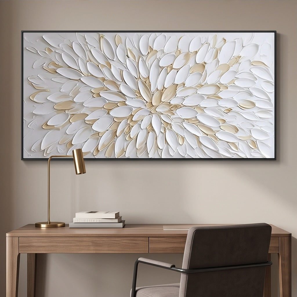Textured White Floral Wall Art #TO175