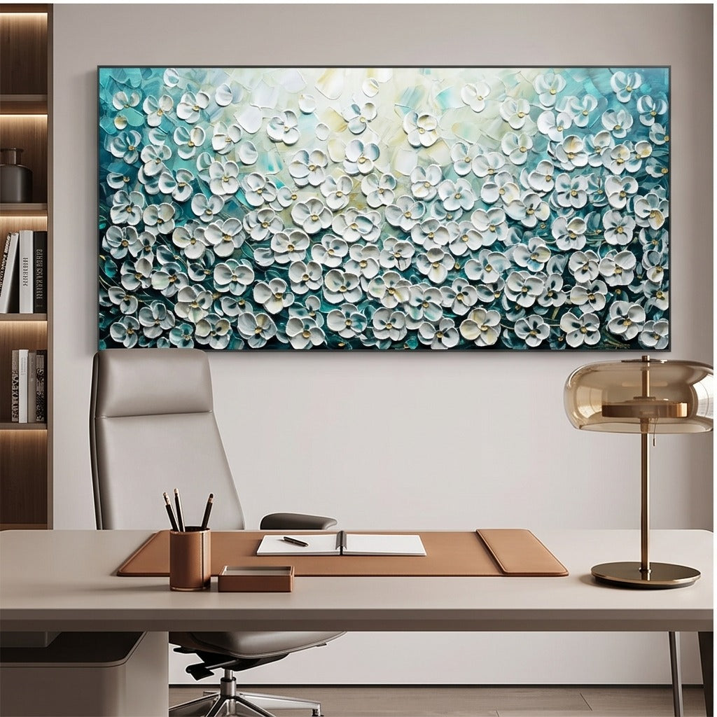 Textured White Floral Wall Art #TO165