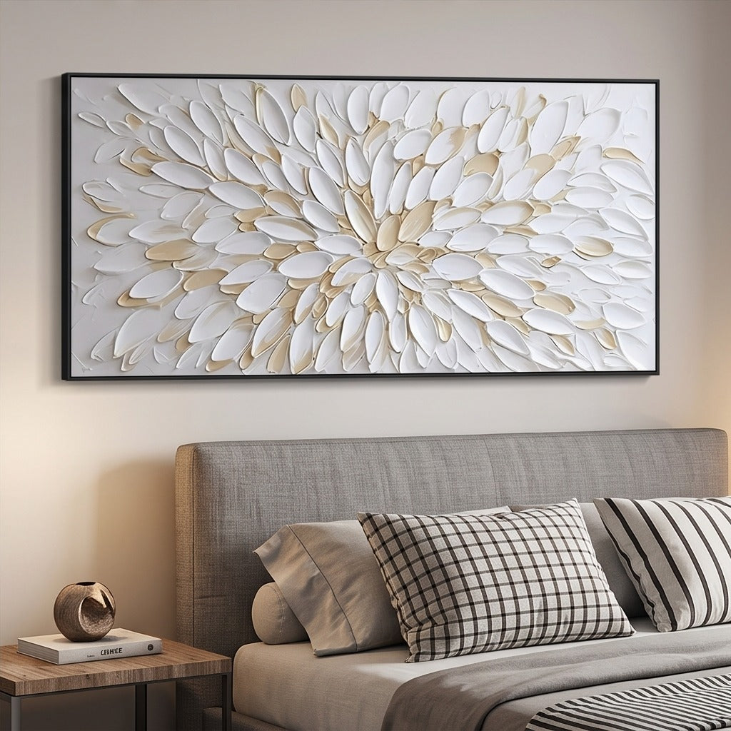 Textured White Floral Wall Art #TO175