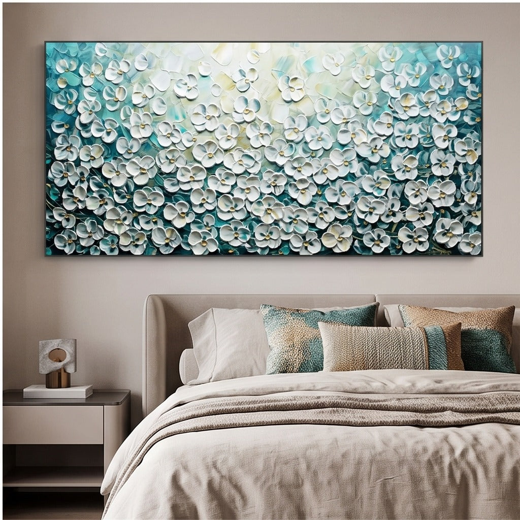 Textured White Floral Wall Art #TO165
