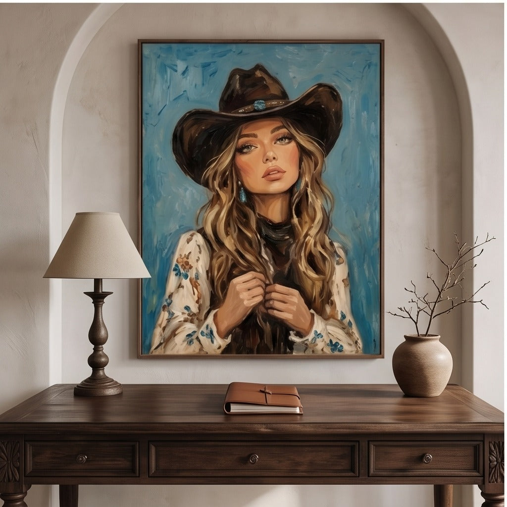 Western Cowgirl Portrait Wall Art #TO047
