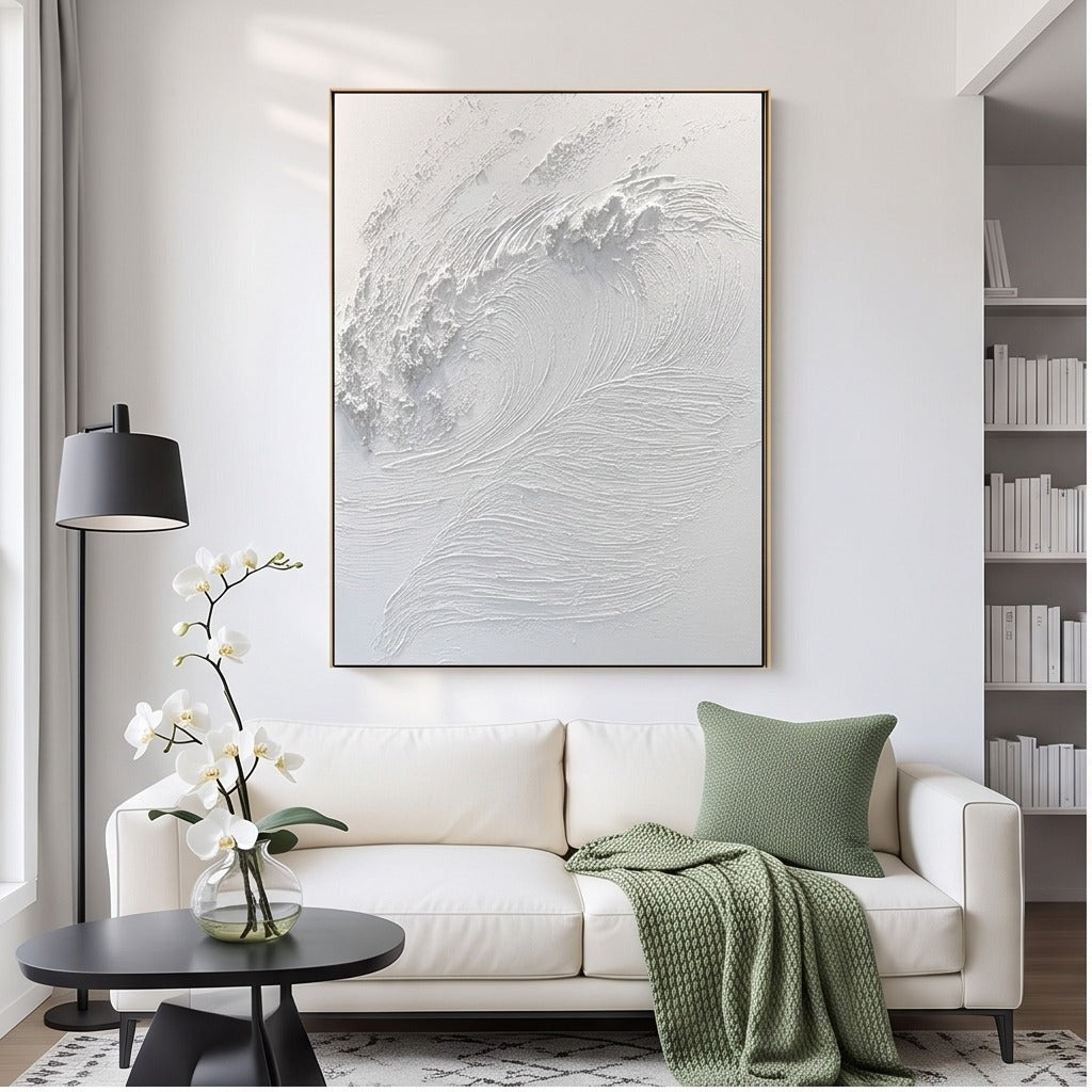 White Textured Wave Wall Art #TO869