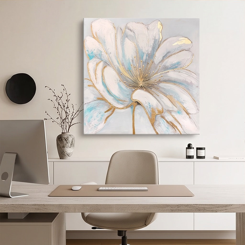 White Blue Floral Wall Art #TO136