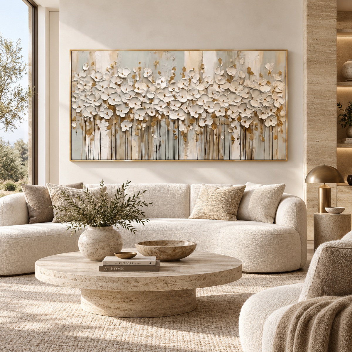 White Floral Textured Wall Art #TO859