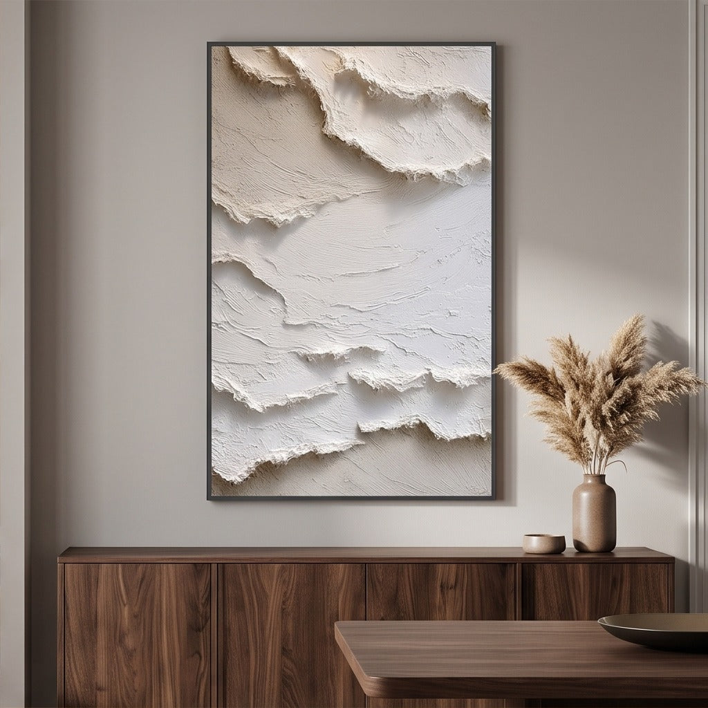 White Textured Abstract Wall Art #TO152